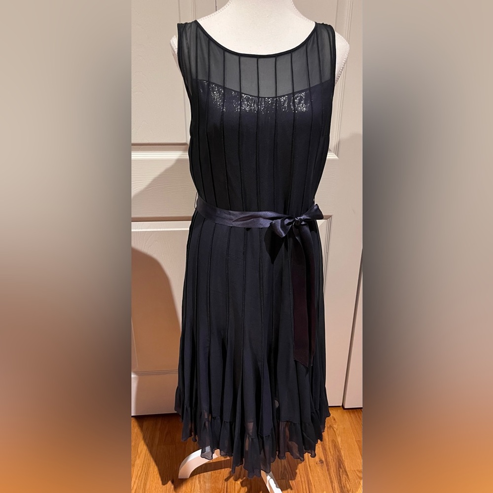 Rickie Freeman Teri John Silk Navy Sleeveless Dress